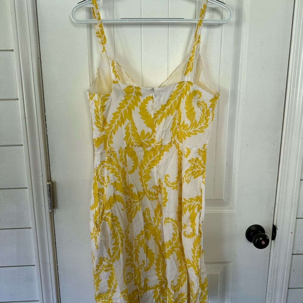 Boden Yellow Leaf-Print Slip Midi Dress - Picture 4 of 5